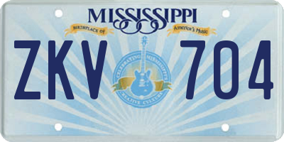 MS license plate ZKV704