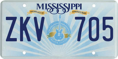 MS license plate ZKV705