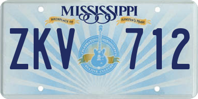 MS license plate ZKV712