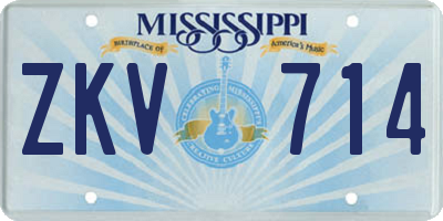MS license plate ZKV714