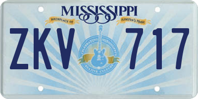 MS license plate ZKV717