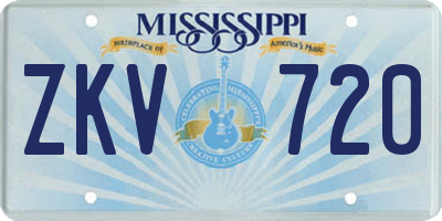 MS license plate ZKV720