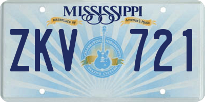 MS license plate ZKV721