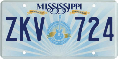 MS license plate ZKV724