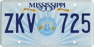 MS license plate ZKV725