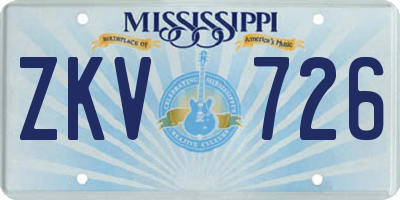 MS license plate ZKV726