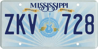 MS license plate ZKV728