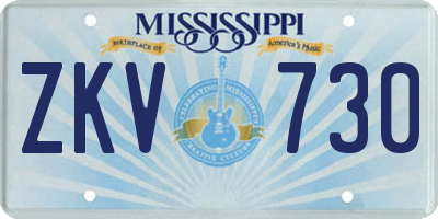 MS license plate ZKV730