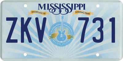 MS license plate ZKV731