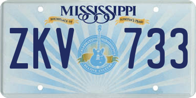 MS license plate ZKV733