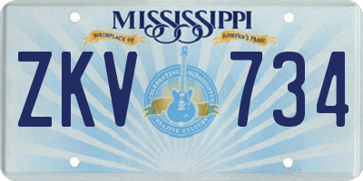MS license plate ZKV734