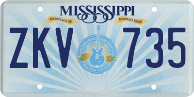 MS license plate ZKV735
