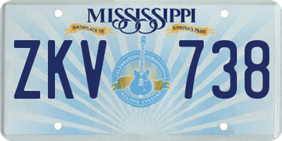 MS license plate ZKV738