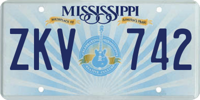MS license plate ZKV742