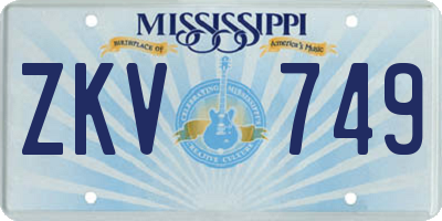 MS license plate ZKV749