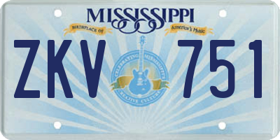 MS license plate ZKV751