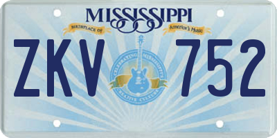 MS license plate ZKV752