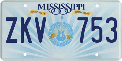 MS license plate ZKV753