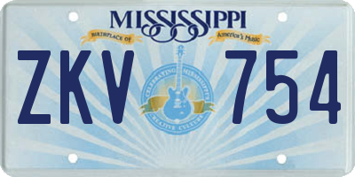 MS license plate ZKV754