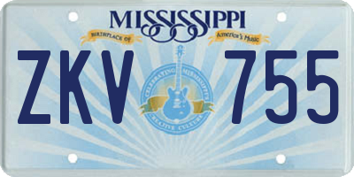 MS license plate ZKV755