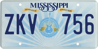 MS license plate ZKV756