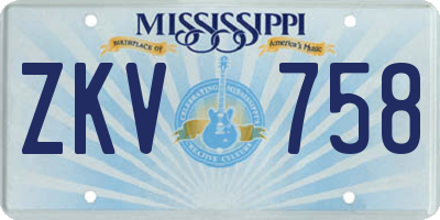 MS license plate ZKV758