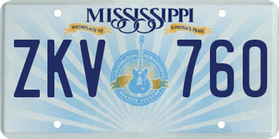 MS license plate ZKV760