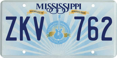 MS license plate ZKV762