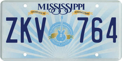 MS license plate ZKV764