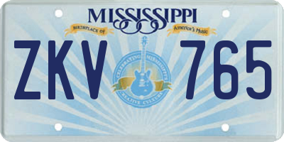 MS license plate ZKV765