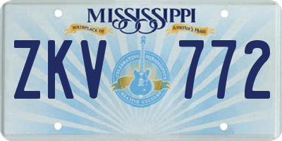 MS license plate ZKV772