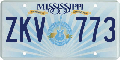 MS license plate ZKV773