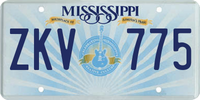 MS license plate ZKV775