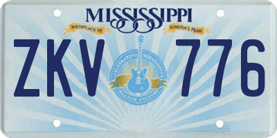 MS license plate ZKV776