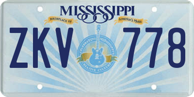 MS license plate ZKV778