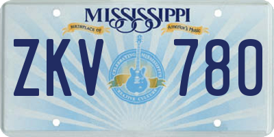 MS license plate ZKV780
