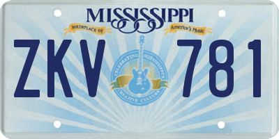 MS license plate ZKV781