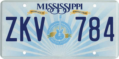 MS license plate ZKV784