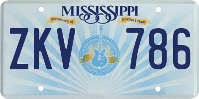 MS license plate ZKV786