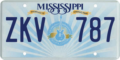 MS license plate ZKV787