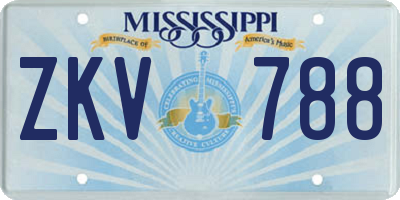 MS license plate ZKV788