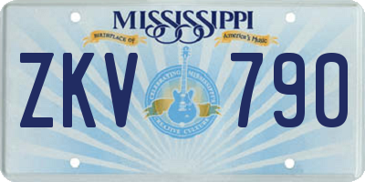 MS license plate ZKV790