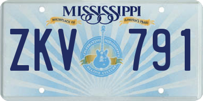 MS license plate ZKV791