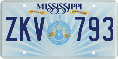 MS license plate ZKV793