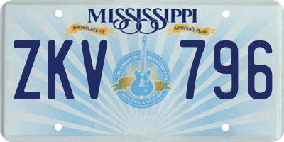 MS license plate ZKV796