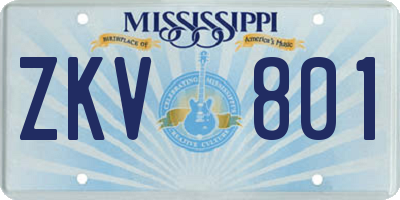 MS license plate ZKV801