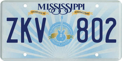 MS license plate ZKV802