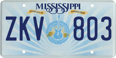 MS license plate ZKV803