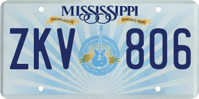 MS license plate ZKV806