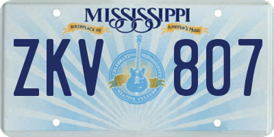 MS license plate ZKV807
